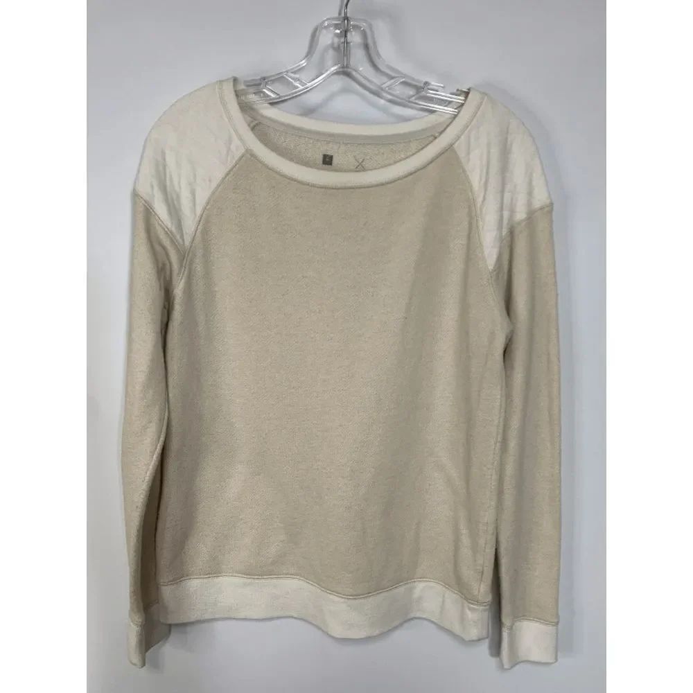 Xersion Clothing Women’s Crew Neck Raglan Pullover Sweatshirt Tan Size Medium